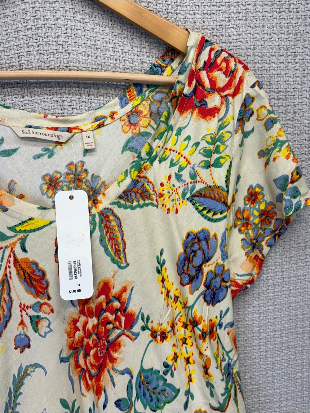 NWT Soft Surroundings Kara Tiered Boho Maxi Dress 1X Floral Cottagecore Peasant - Picture 4 of 10